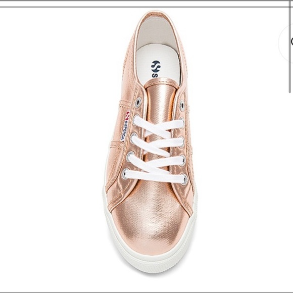 Rose Gold Platform Superga Sneakers - Picture 2 of 6